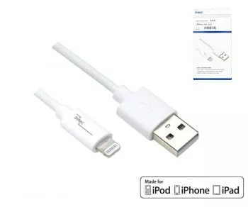 USB A to Lightning cable, white, DINIC box with Euro hole, 0.5m